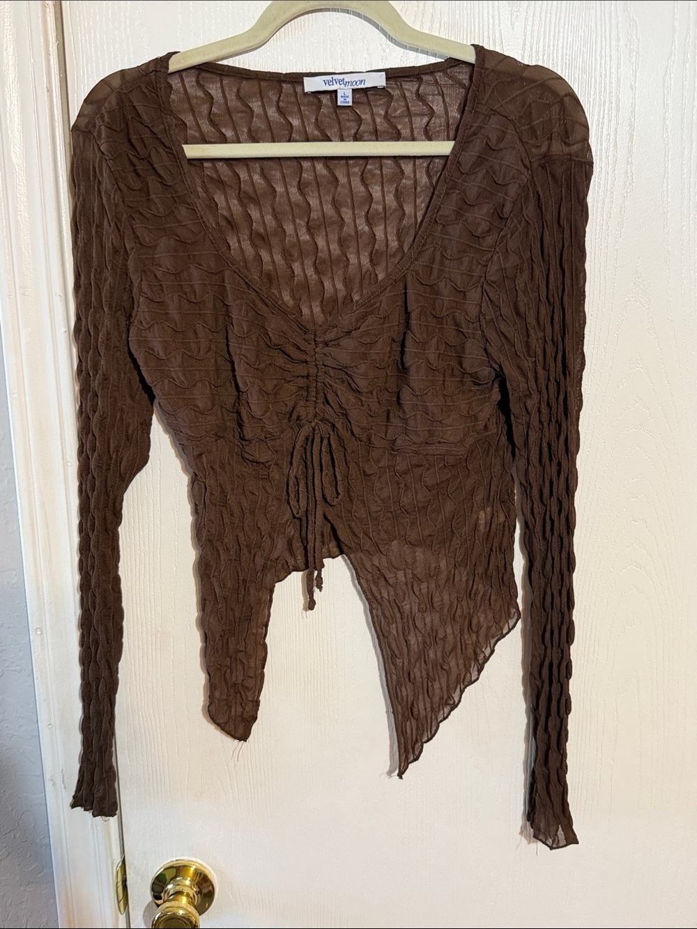 Vero Moda Chocolate Brown Ruched V-Neck Long Sleeve Blouse
